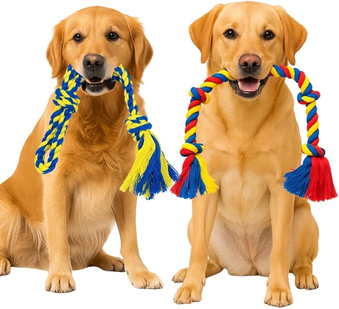 Dog Rope Toys for Medium and Large Dogs | Strong Cotton Rope Set for Chewing, Teething Comfort, Tug Play and Daily Interactive Activities | (2 pcs Dog Toys Combo)