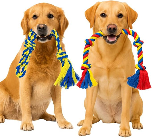 Dog Rope Toys for Medium and Large Dogs | Strong Cotton Rope Set for Chewing, Teething Comfort, Tug Play and Daily Interactive Activities | (2 pcs Dog Toys Combo)