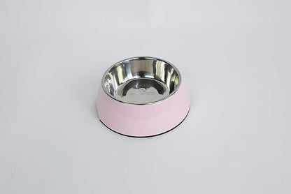 Pet Bowls Stainless Steel Dog Cat Pet Bowl Universal Pet Water and Food Bowls 4 Sizes and 5 Colors Available (M, Pink)