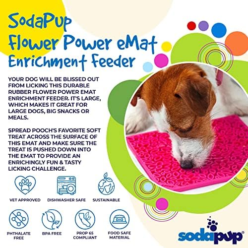 SodaPup Flower Power eMat – Durable Lick Mat Feeder Made in USA from Non-Toxic, Pet-Safe, Food Safe Rubber for Mental Stimulation, Avoiding Overfeeding, Fresh Breath, Digestive Health, & More - Image 3