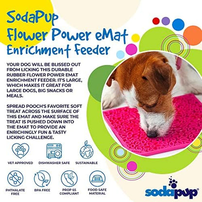 SodaPup Flower Power eMat – Durable Lick Mat Feeder Made in USA from Non-Toxic, Pet-Safe, Food Safe Rubber for Mental Stimulation, Avoiding Overfeeding, Fresh Breath, Digestive Health, & More - Image 3