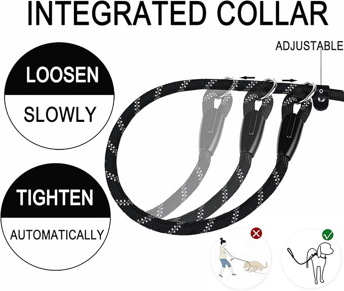 Dog Leash, 5 FT Heavy Duty Dog Leashes, Durable Premium Quality Strong Training Rope Slip Leash with Comfortable Padded Handle and Highly Reflective Threads for Small Medium and Large Dogs