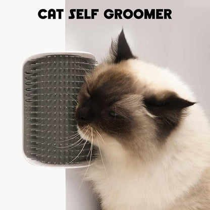 Cat Self Groomer – Wall Corner Grooming Brushes for Cats and Small Pets – Soft Silicone Massage Brush for Shedding Control and Face Rubbing (Grey)