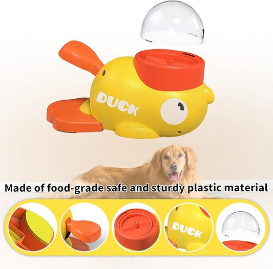 Interactive Dog Treat Dispenser Toy, Cute Duck Slow Feeder & Food Puzzle for Cats/Puppies - Durable IQ Training Pet Toy for Boredom Relief & Healthy Digestion