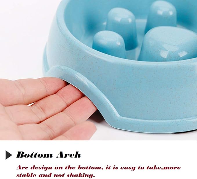 Double Pet Slow Feeder Bowl,Stainless Steel Anti-Choke Puppy Food and Water Feeder with Pet Finger Toothbrush for Small Medium Dog Cats Healthy Care and Adjust Weight