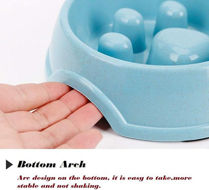 Double Pet Slow Feeder Bowl,Stainless Steel Anti-Choke Puppy Food and Water Feeder with Pet Finger Toothbrush for Small Medium Dog Cats Healthy Care and Adjust Weight