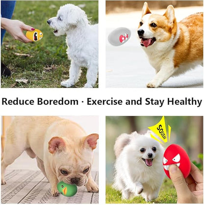 SCHITEC Squeaky Dog Toys, [8 Pack] Latex Squeaker Bouncy Egg for Small Medium Pets Puppies, 2.5” Soft Animal Rubber Interactive Fetch Ball Set