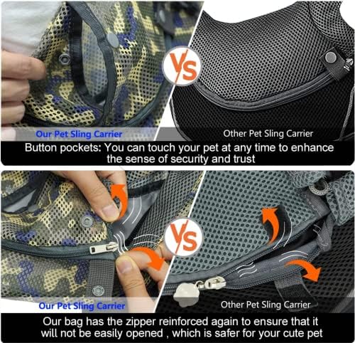 Cuby Pet Dog Sling Carrier for Small Dogs Cats Breathable Mesh Travel Safe Sling Bag Carrier for Dogs Cats Puppy (M Camouflage) - Image 3