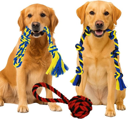Dog Rope Toys for Medium and Large Dogs | Strong Cotton Pet Rope Set for Chewing, Teething Comfort, Tug Play and Daily Interactive Use | (3 pcs Dog Toys Combo)