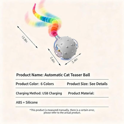 Interactive Cat Toys for Indoor Cats with 3 Interchangeable Tails - Automatic Moving & Chirping Ball, Self Play Toy for Playful Kittens & Bored Cats Home Alone (Gray)