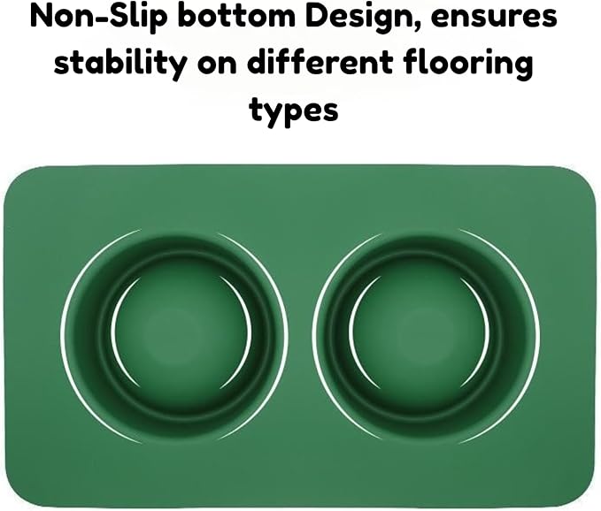 BoldPet® Dog Food and Water Bowl Set - Food Grade,Non-Slip Design Silicone Mat - Includes 2 Removable Stainless Steel Dog Bowls for Small Dogs - Perfect Puppy Bowls Set - Pet Bowls for Dogs and Cats