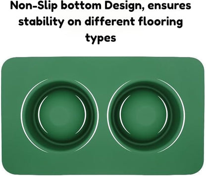 BoldPet® Dog Food and Water Bowl Set - Food Grade,Non-Slip Design Silicone Mat - Includes 2 Removable Stainless Steel Dog Bowls for Small Dogs - Perfect Puppy Bowls Set - Pet Bowls for Dogs and Cats
