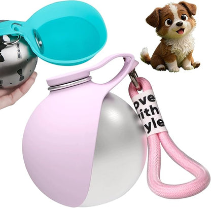 Portable Dog Water Bottle for Walking & Travel - 2-in-1 Stainless Steel Dog Travel Water Bottle with Foldable Silicone Bowl - Leak-Proof, Lightweight Water Bottle for Dogs, Puppies & Pets (A)