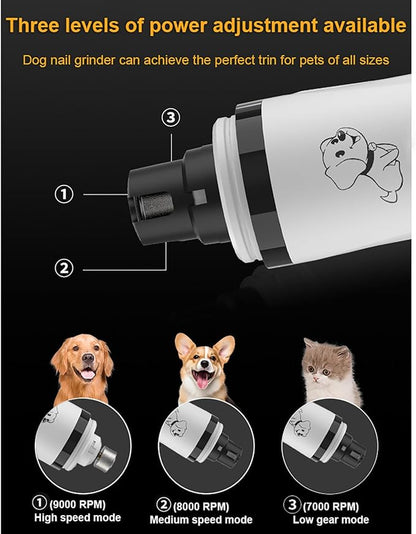 2026 Upgrade Silent Groom Pro Nail Grinder,Silent Groom Pro for Dogs,with LED Light & 3 Speeds,2000mAh Battery,Quick USB Charge (White)