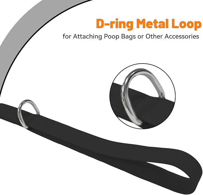 Waterproof Dog Leash, 5/6 FT Durable Odor-Proof Dog Leashes with Strong Metal Hooks Fits Small Medium or Large Dogs (Black, 5FT - 3/4 inch Width)