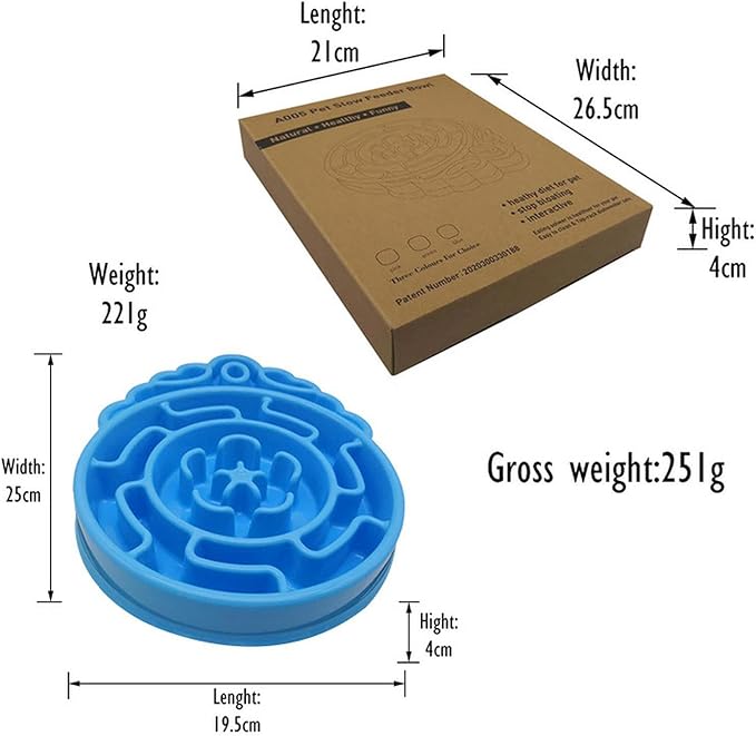 Slow Feeder Dog & Cat Bowl - Interactive Maze Puzzle Dish for Healthy Digestion, Anti-Gulping Food Grade Feeder(Green)