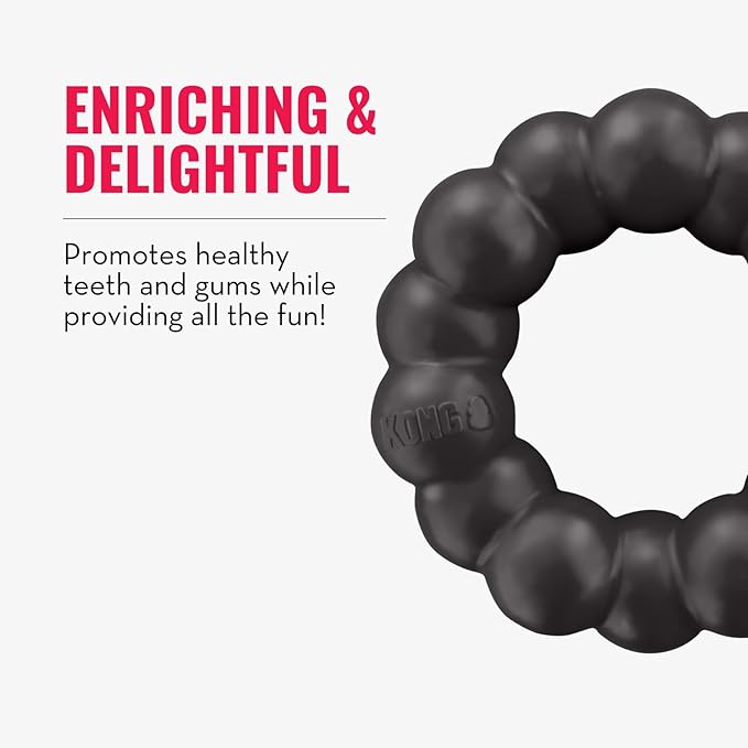 KONG Extreme Ring - Durable Natural Rubber Ring Toy for Healthy Chewing Habits - Chew Toy Supports Dog Dental Health - Dog Toy Supports Instincts During Playtime - for XL Dogs