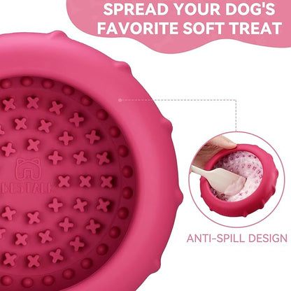 Dog Lick Bowl, Bestalk Wobbly Freeze Bowl Enrichment Feeder for Dogs, Anxiety Relief Lick Mat Puzzle Toy for Distraction, BPA Free Silicone, Dishwasher Safe(Rose,L)