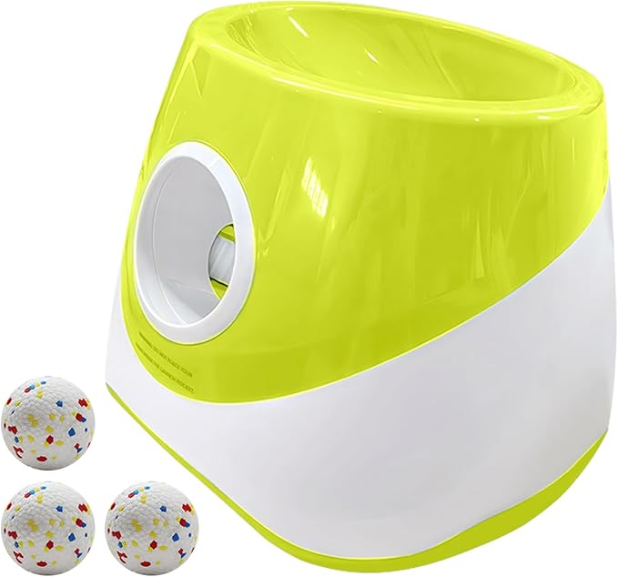 Automatic Ball Launcher for Dogs with 3 Tennis Balls - Interactive Dog Toy with 3 Adjustable Distances, Rechargeable Ball Thrower for Small & Medium Dogs, Indoor Outdoor Fetch Machine for Pet Exercise