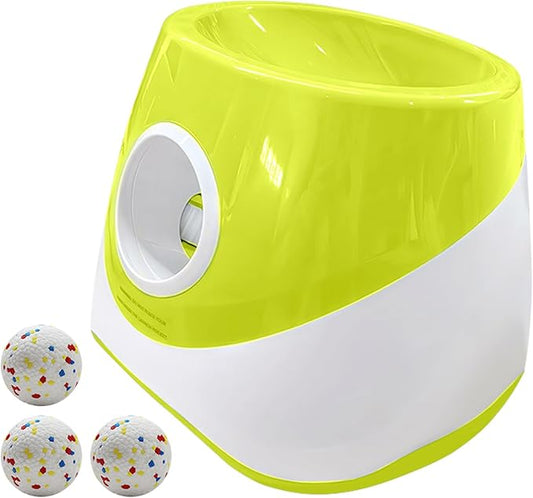 Automatic Ball Launcher for Dogs with 3 Tennis Balls - Interactive Dog Toy with 3 Adjustable Distances, Rechargeable Ball Thrower for Small & Medium Dogs, Indoor Outdoor Fetch Machine for Pet Exercise