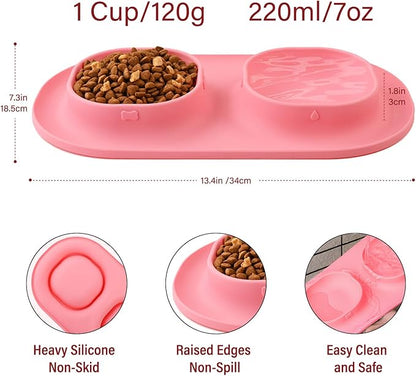 Small Size Puppy Dog Bowls: Food and Water Bowls Set for Small Dogs, No-Spill Non-Skid Dog Dish, Orange