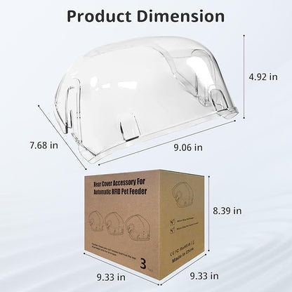 Rear Cover for Automatic Microchip Cat Pet Feeder - Prevents Persistent Pet from Getting Food from The Back of The Feeder (3 Pack)