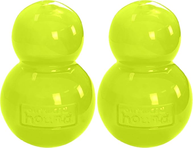 Outward Hound Double-Tuff Stuffable Dog Toy, Large 5-Inch Green - Treat Dispensing Chew Ball for Medium to Large Dogs, Interactive Puzzle for Enrichment & Slow Feeding (Pack of 2)