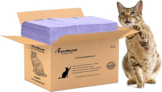 PetsWorld Universal Fit Cat Pad Refills for Litter Box, Unscented, Odor Control, Pack of 100