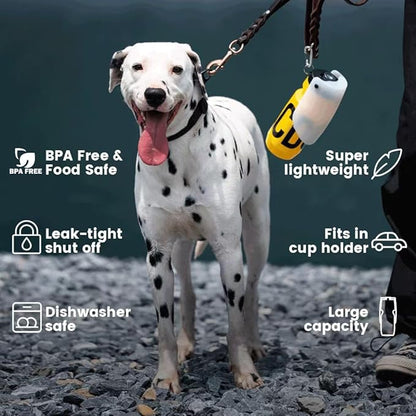 Howgo Dog Water Bottle Portable Travel Water Bottle Dispenser for Dogs, Super Light-Weight, Leak-Proof Bottles for Pets Outdoor Walking, Hiking, Travel,Food Grade Silicone,BPA Free (Yellow, 21oz)