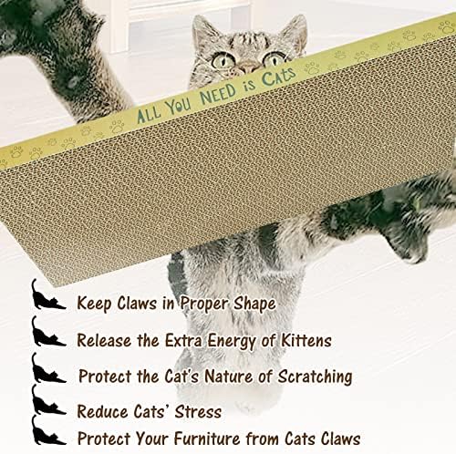 AccEncyc Cardboard Cat Scratcher Pads Cat Scratching Board for Indoor Cats 16.5x8.3x1 Inch Dual-Side Corrugated Cat Scratcher Reusable Cat Supplies - 3 Pack - Image 5