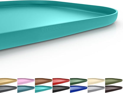 Silicone Pet Feeding Mat with Raised Edge for Food and Water, Dog Bowl Mats, Cat Bowls Placemat with High Lip for Floor Waterproof, Rubber Tray for Cats and Dogs 24 x 16 x0.8 Dark Turquoise