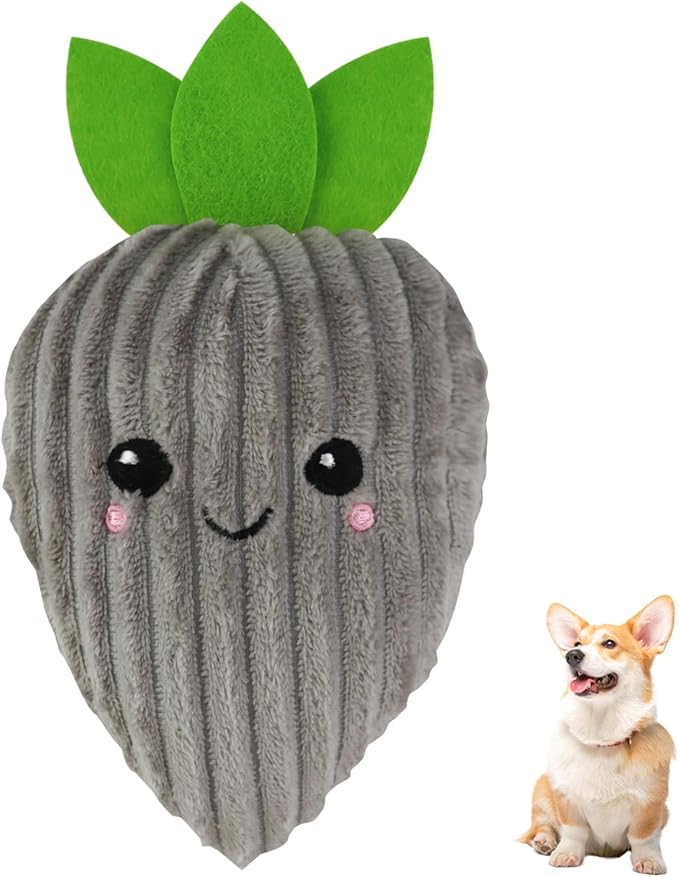 Andiker Dog Carrot Toy, 9.84'' Dogs Squeaky Toys Inside with a Squeaker Soft Stuffed Cotton Dogs Plush Toy to Grind Teeth and Kill Time for Small and Medium Dog and Puppy (Gray)
