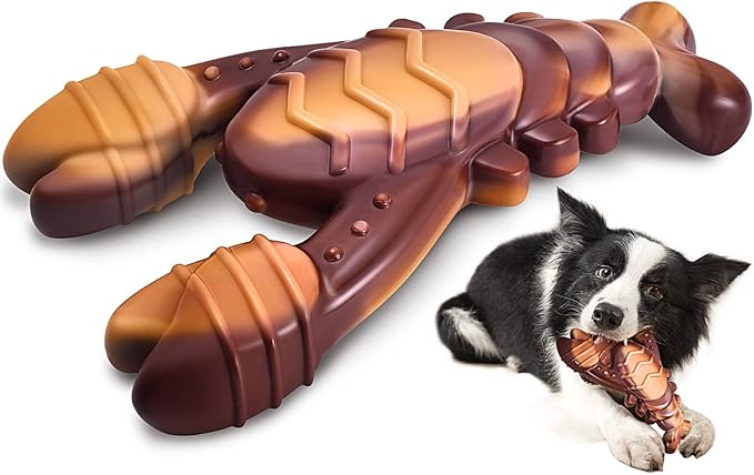 NEZIN Dog Chew Toys, Indestructible Dog Toys for Aggressive Chewers, Tough Dog Toys, Durable Dog Chew Toys for Large Medium Breed, Interactive Dog Toys with Real Beef Flavor (Lobster)