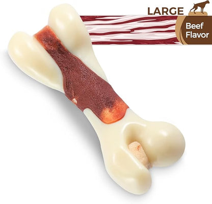 Tikaton Indestructible Dog Chew Toys for Aggressive Chewers, Beef Flavor Durable Dog Teething Chew Toys Bones for Large/Medium/Small Puppies