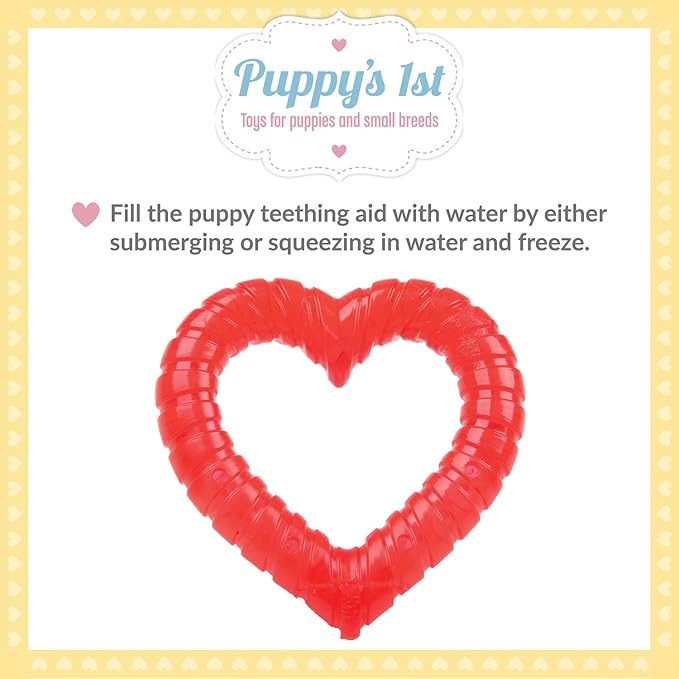 SmartPetLove Snuggle Puppy Teething Toys - Naturally Soothe and Provide Relief with Ice (Heart Shaped) (Pack of 2)