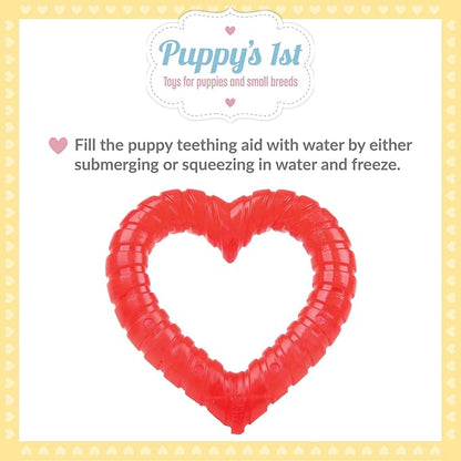 SmartPetLove Snuggle Puppy Teething Toys - Naturally Soothe and Provide Relief with Ice (Heart Shaped) (Pack of 2)