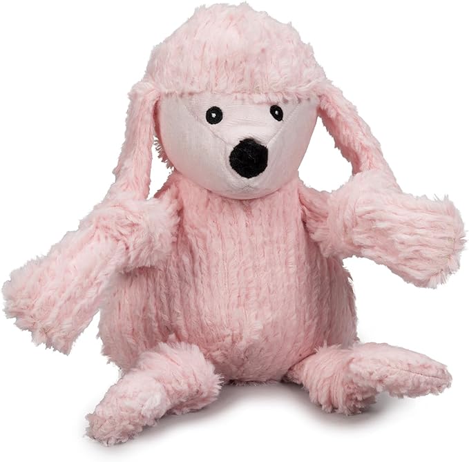 HuggleHounds Knotties Plush Squeaky Dog Toy - Interactive, Reinforced & Durable Stuffed Pet Toy for Small & Medium Dogs, All Breeds and Ages - Small Diva Pink Poodle