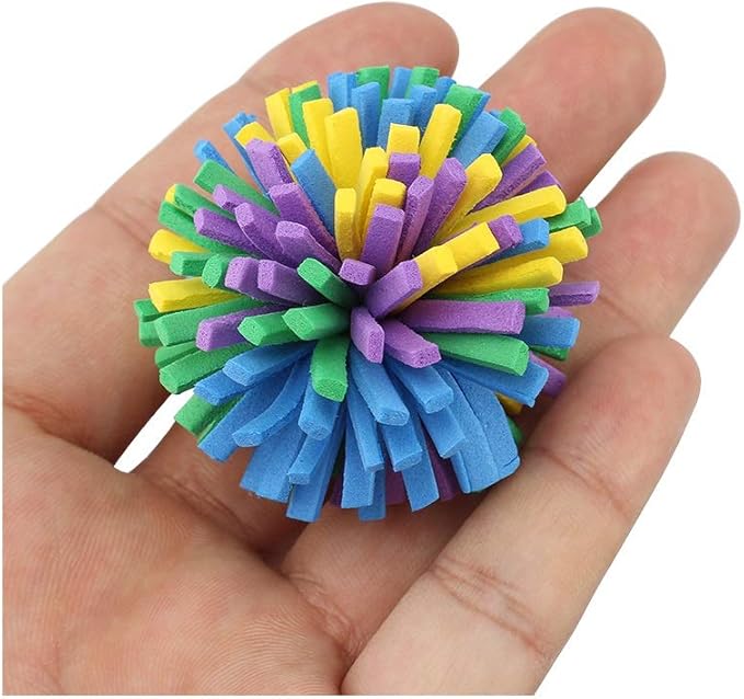 Stock Show 10PCS 1.6" Funny Colorful EVA Flower Ball Foam Cat Toy Kitten Catch/Chase/Play, Random Color