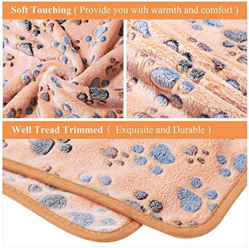 Tatuo 4 Pack Fleece Dog Blanket for Pet, Mixed Color, 41 x 30 Inch, Paw - Image 3