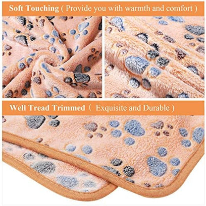 Tatuo 4 Pack Fleece Dog Blanket for Pet, Mixed Color, 41 x 30 Inch, Paw - Image 3