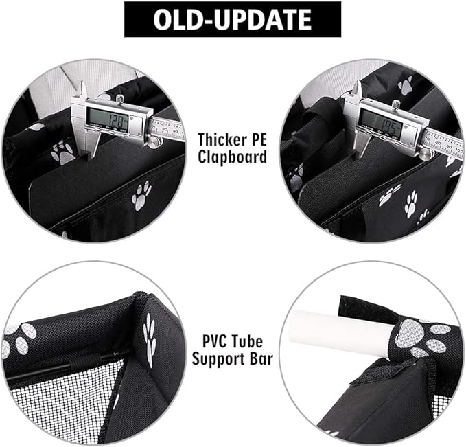 Petbobi Pet Reinforce Car Booster Seat for Dog Cat Portable and Breathable Bag with Seat Belt Dog Carrier Safety Stable for Travel Look Out,with Clip on Leash with PVC Tube (Foot)