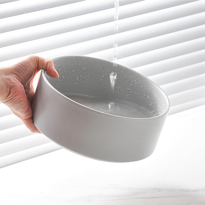 8'' Ceramic Dog Bowl - 70Oz Classic Dogs Food & Water Bowl for Medium and Large Breeds, Heavy-Duty Non-Slip Dog Dish, Food Grade Stoneware Pet Bowl, Dishwasher & Microwave Safe, Grey