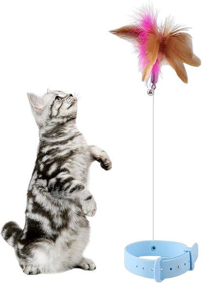 Interactive Wand Toy - Cat Teaser Plaything, Suction Cup Feather Wire Teaser | Flexible Cat Wand with Colorful Feathers for Active Kitten | Steel Wire Cat Toy for Exercising and Chasing Fun
