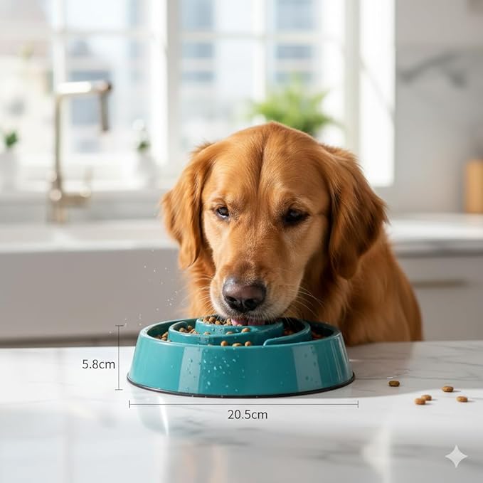 Dog Slow Feeder Bowl G&P | Non-Slip, Durable, Eco-Friendly PP Plastic | Medium Size(Length 8.07 in | Height 2.28 in)| 30 US Fluid Ounces of Food or Water | Puzzle Bowl |Anti-gulping Bowl