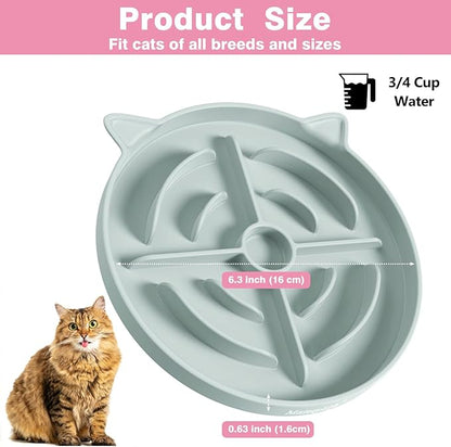 MateeyLife 2 Pcs Silicone Slow Feeder Cat Bowl, Puzzle Feeder Cat Food Dish, Non-Slip Silicone Bowl for Cats, Suitable for Dry and Wet Foods, Kitty Bowls to Slow Down Eating, Prevent Overeating