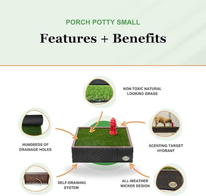 Porch Potty Artificial Grass Potty Pads for Dogs - Small Size 16x16x6 Reusable Potty Training Pad - Washable Pee Pads for Dogs - Unique Design - Instant Drainage -Quick Absorb - 2x2 Feet Grass Size