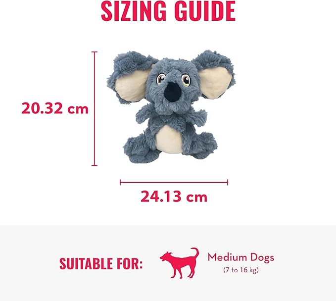 KONG Scrumplez Dog Toy - Soft Plush Squeaker Toy for Interactive Play, Stuffed with Extra-Squeaky Fun, Durable and Engaging for Dogs (Gray Koala)