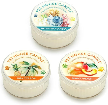 One Fur All Mini Scented Candles for Pet Odor Made with Natural Soy Wax, Plant Based, Pet Friendly Candles, Summer Mix Variety Pack of 3