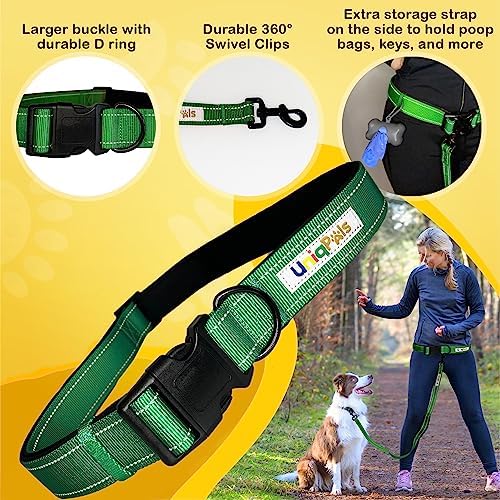Hands-Free Leash for Small to Large Dogs 5ft - Heavy Duty Adjustable Waist Belt, Padded Handles, Reflective Stitching, Satin Carry Bag for Walking, Running, Hiking - Image 4