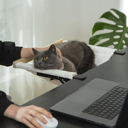 SHENGOCASE Foldable Desk Cat Hammock Perch Bed with Removable and Replaceable Pad,End Table Side Cat Bed Attachment Mount